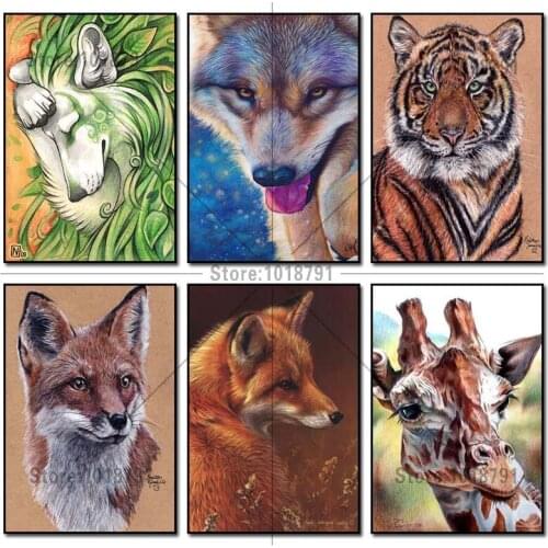 Icon Diamond Embroidery Wolf Mosaic Crystal 5D Cross Stitch Square Drill Diamond Painting DIY Sticker Decoration Paintings Tiger
