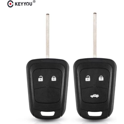 KEYYOU 50Pcs Replacement Car Remote Key Case For Chevrolet AVEO Cruze For Opel Camaro Sonic Key Shell 2/3 Button Fob HU100 Blade