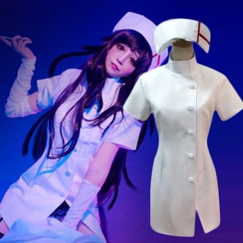 Anime Cosplay Danganronpa 3 Mikan Tsumiki Costume Halloween Carnival Party Stage Show Nurse Dress + Hat Sets Wig S-2XL C75K249