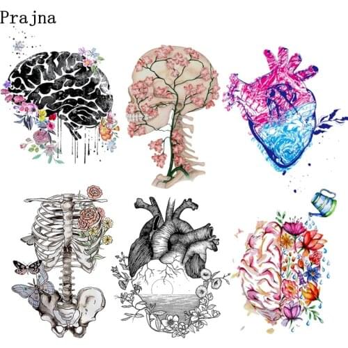 Colorful Heart Applique Punk Organ Patches Iron-On Transfer For Clothing Butterfly Flower Skull Heat Thermal Transfer Patches