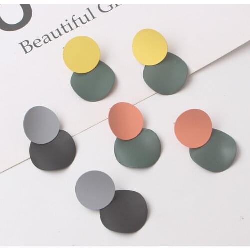 Colorful Round Piece Drop Earrings Korean Fashion Sweet Dangle Earrins for Women Ear Jewelry brincos feminino Christmas Gift
