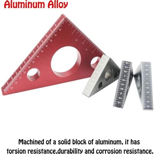 45 Degree Aluminum Alloy Angle Ruler Inch Metric Triangle Ruler Carpenters Workshop DIY Woodworking Square Multifunction Tools