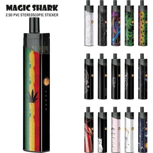 Magic Shark Shinchan Sun New Skull Leaf Crayon PVC Stereo Sticker Vape Case Film for VAPORESSO PodStick