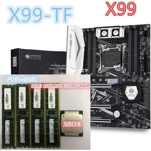 HUANANZHI X99 motherboard set with Xeon E5 2678 V3 4pcs 8GB=32GB 1600MHz DDR3 ECC REG memory X99 2678V3