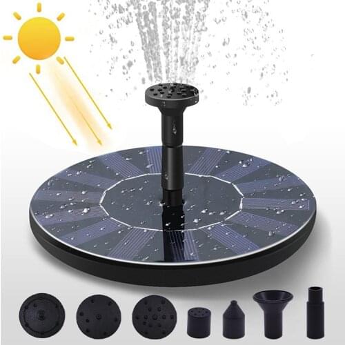 Mini Solar Water Fountain Pump for Outdoor Bird Bath Pond Pool Garden Decoration Solar Panel Floating Fountain with 5 Nozzles