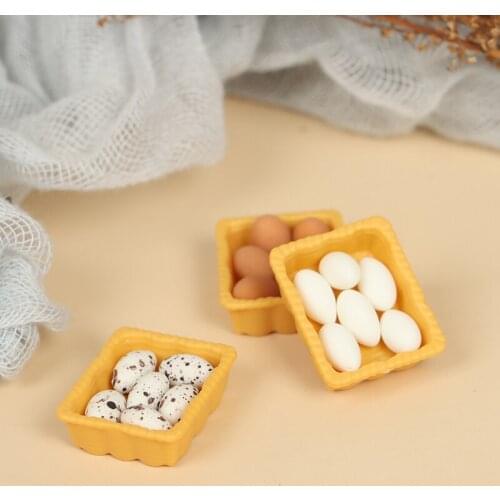 1:12 Dollhouse Miniature Mini Egg with Tray Kitchen Accessories Model Toys 1Set (6*egg with Tray)