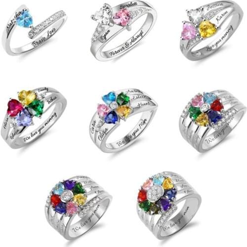 AIYANISHI Fashion Birthstone Customized Name Rings for Women Jewelry Gift Custom Your Name Rings Valentines Day Gifts Jewelry