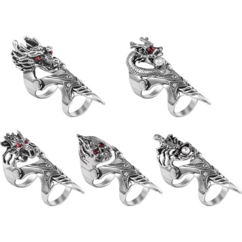 Hot New Domineering Mens Rings Punk Style Animal Scorpion Wolf Head Skull Alloy Ring Gothic Exaggerated Fashion Jewelry Gift