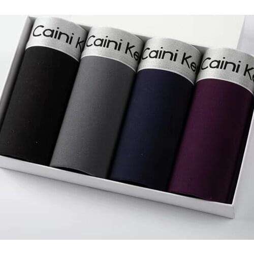 4pcs/Lot 100% Cotton Brand Underpants Men Underwear Boxer Shorts Panties Solid Shorts Breathable Mid Waist Shorts Men L-2XL