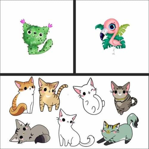 Animals Heat Cute Bear Transfer Green Plants Patch Iron On Transfer For Clothing Patch Stripes Thermal Sticker On Clothes Patch