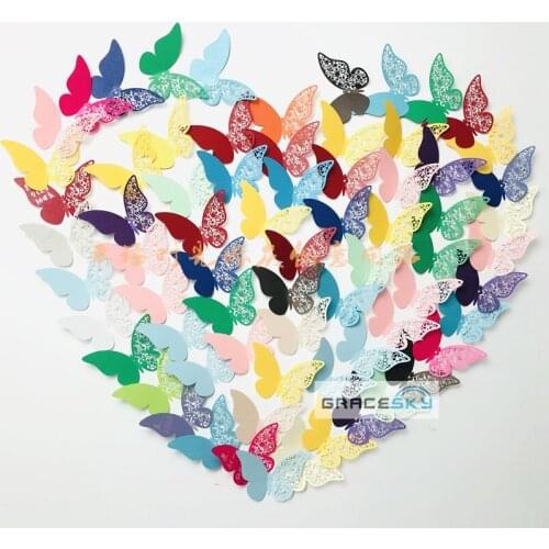 50pcs free shipping Laser Cut Butterfly Wall sticker Wish Cards Message Cards Wedding Birthday Party Decoration Book Marks
