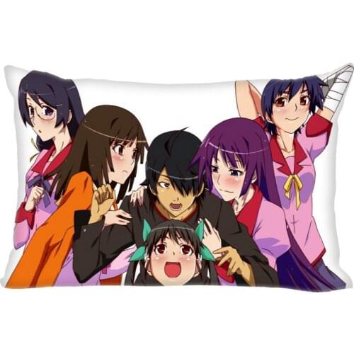 Anime Monogatari Pillow Cover Bedroom Home Office Decorative Pillowcase Rectangle Zipper Pillow Cases Satin Fabric A12.21