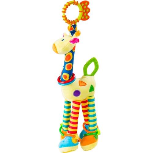 Newborn Baby Soft Giraffe Handbells Lovely Rattles Plush Pram Bed Bells Teether Hanging Toys