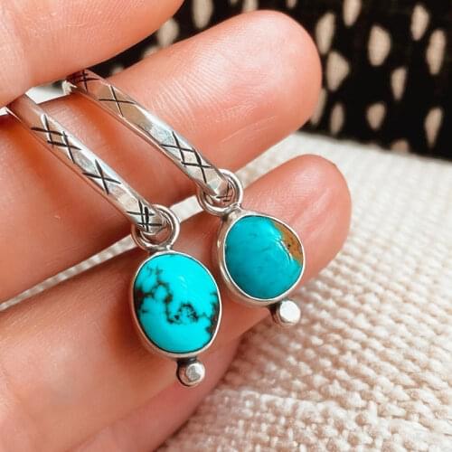 Newest Indian Turquoises Beads Earrings Cute Pendants Circle Drop Dangle Statement Earrings for Women Party Jewelry