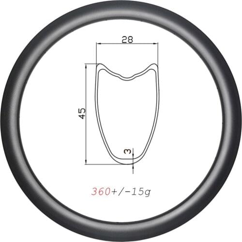 SUPERLIGHT 360g 45mm 700C Road Carbon Rim Tubular V Brake 16-32H 28mm Wide Road Bicycle Full Carbon Wheel UD 3K 12K Matte Glossy
