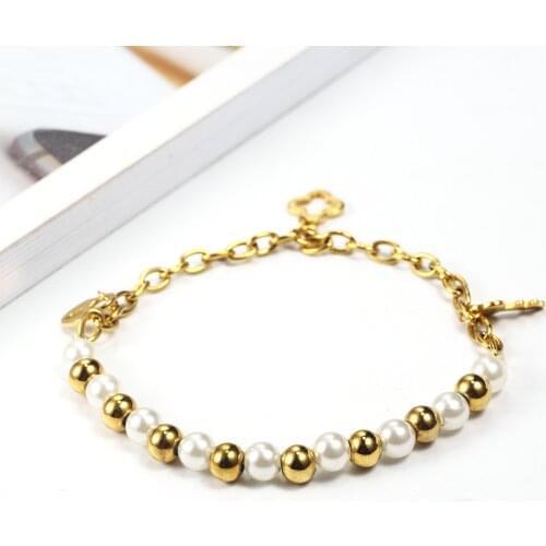 OUFEI Charm Bracelet Jewelry Accessories Stainless Steel Jewelry Woman Vogue 2019 Pearl Steel ball Bracelets Bangles For Women
