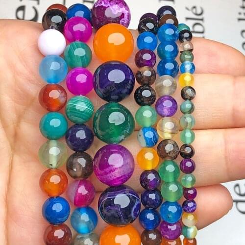 Wholesale Natural Multicolor Stripe Sardonyx Agates Onyx Stone Loose Spacer Beads For Jewelry Making Diy Bracelet Accessories