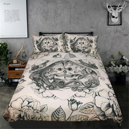 Cartoon Flame Skull Lighting Duvet Cover British Style Family Student Dormitory Quilt Cover Pillowcase Home Textile
