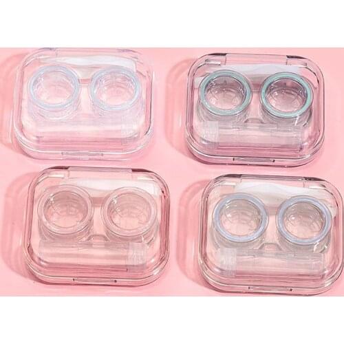 Practical Mini Transparent Portable Contact Lens Case with Rubber Band for Travel Kit Holder Contact Lenses Box