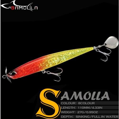 Pencil Fishing Lure Sinking Spoon Whopper Fullwater Hard Bait Weight27g Double Hooks Pesca Saltwater Lures For Perch Fish Tackle