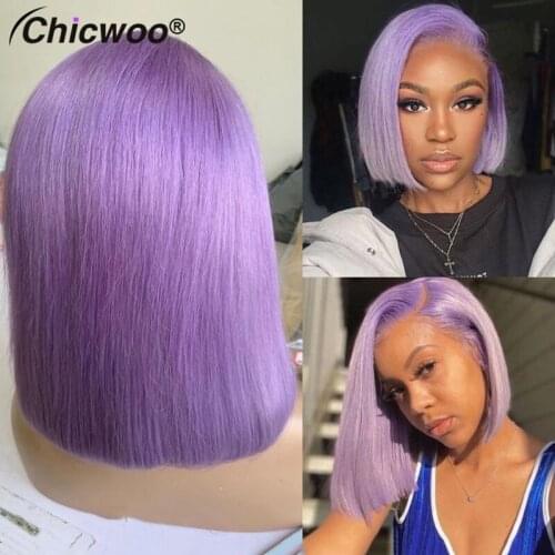 Purple Wig Lace Front Human Hair Short Bob Wigs Brazilian Hair HD Transparent Dark Green Bob Wig Platinum Blonde Human Hair Wigs