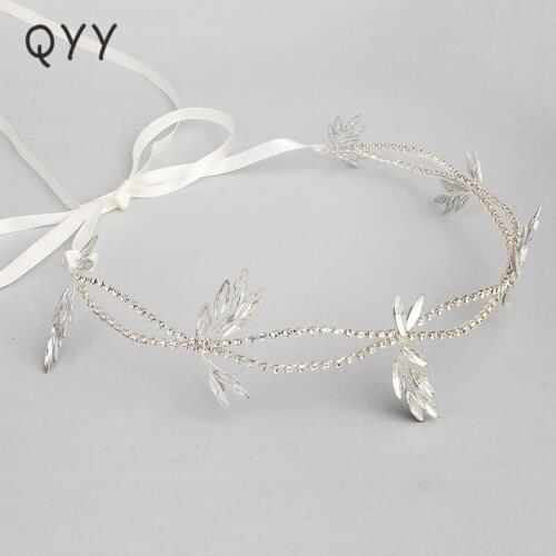 QYY Fashion Handmade Crystal Wedding Headband Bridal Hair Vine Jewelry for Bride Tiaras Crowns Headpieces Hair Chain for Women