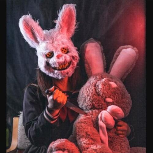 Devil bloody rabbit Cosplay props Halloween masquerade Plush mask bloody bear adult childrens clothing accessories mask