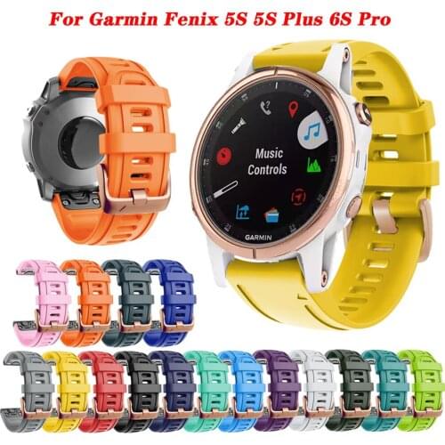 HOT 20mm Soft Silicone Smartband Strap For Garmin Fenix 5S 5S Plus 6S 6S Pro Band Smart Watch Quick Release Wristband Bracelet