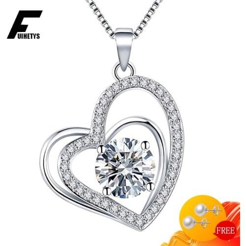 Bali Jelry Women Necklace 7mm Zircon Heart-shaped Pendant 925 Silver Jewelry for Wedding Engagement Accessories Party Wholesale