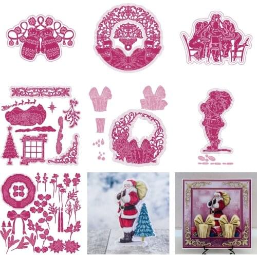 Christmas Santa Claus Flower DieStamps And Dies New Arrival 2021 Scrapbook Dariy Decoration Stencil Embossing Make Albums