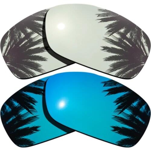 Silver Mirrored Coating+Ice Blue Mirrored Coating) 2-Pairs Polarized Replacement Lenses for Hijinx 100% UVA & UVB Protection