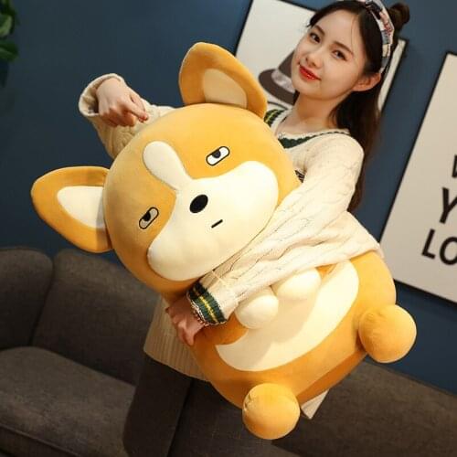 35/45/60cm Fluffy Sitting Dog Plush Toy Stuffed Fat Shiba Inu Dog Plush Soft Animal Doll Down Cotton Toys for Children Nice Gift
