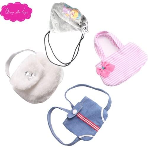 18 inch Girls doll bag Backpack Handbag Cloth American newborn Inclined shoulder bag Baby toys fit 43 cm baby dolls c221