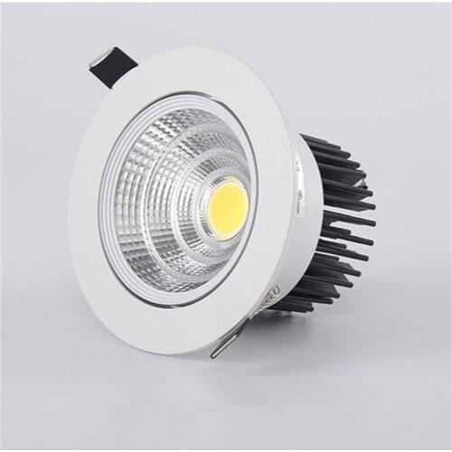 Dimmable LED COB Spotlight Ceiling lamp AC85-265V 5w7w9w12w15w18w Aluminum Recessed Downlight Round Panel Light Indoor Lighting