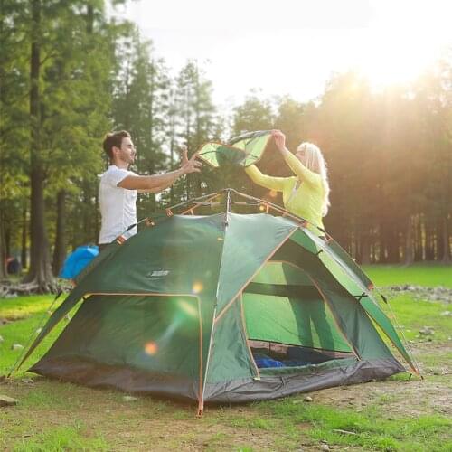 Supplies Waterproof 3 To 4 People Double Deck Outdoor Camping Tent Hydraulic Spring Fully Automatic Quick-opening Tent