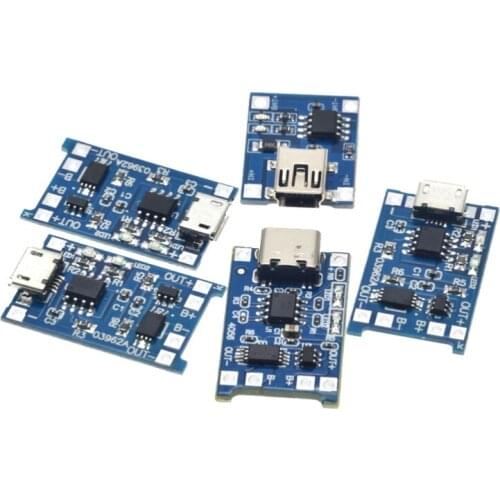 Type-c / Micro USB 5V 1A 18650 TP4056 Lithium Battery Charger Module Charging Board With Protection Dual Functions 1A Li-ion