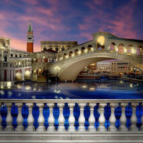 Venice Italy Venitian River Bridge city night background Vinyl cloth High quality Computer print party photo backdrop
