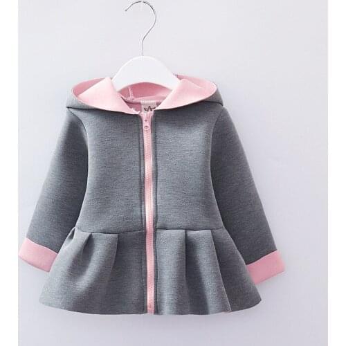 Girls Autumn Fashion Spring Clothes Toddler Girls Cute Ears Hooded Zipper Jacket Skirt Lace Patchwork Solid Color Casual Coat