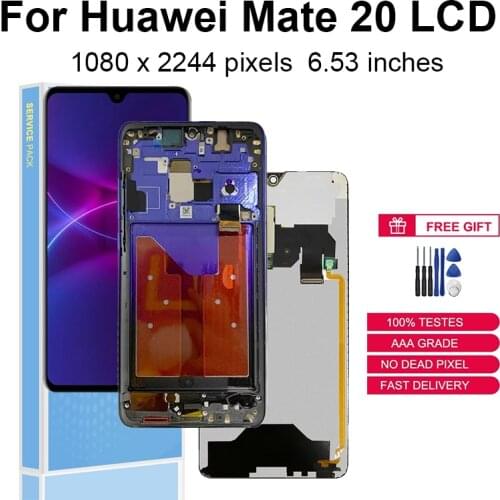 6.53" For Huawei Mate 20 LCD Display Touch Screen Digitizer Assembly HMA-L29 L09 LX9 AL00 TL00 Replacement Parts With Frame
