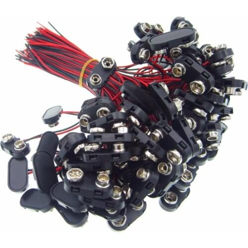 200pcs 9V Battery Snap Connector clip Lead Wires holder