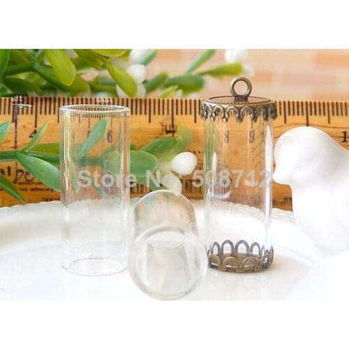 2014 New 28mm Mini Glass Tubes crystal Tube with cap ,Hollow Glass , hand blown, for necklace pendant,charming handmade