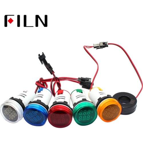 220V AC 22mm Digital Display Ampermeter With CT Monitor Current Indicator Light Ammeter Tester Measuring 1-100A Ampere Meter