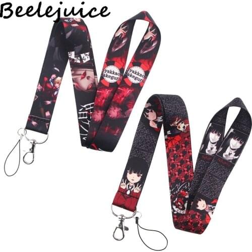 24pcs Kakegurui Neck Keychain Necklace Webbings Ribbons Anime Cartoon Neck Strap Lanyard ID badge Holder Keychain Lanyards