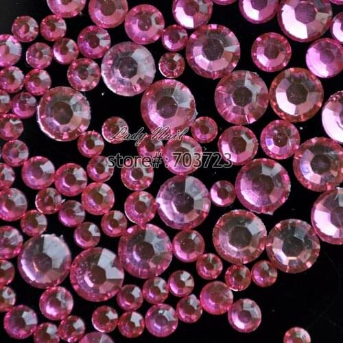 400 pcs 2mm - 6mm Mix Size Light Blue Resin Acrylic Round Rhinestone Flatback Crystal Rhinestones Nail Art Decoration N14