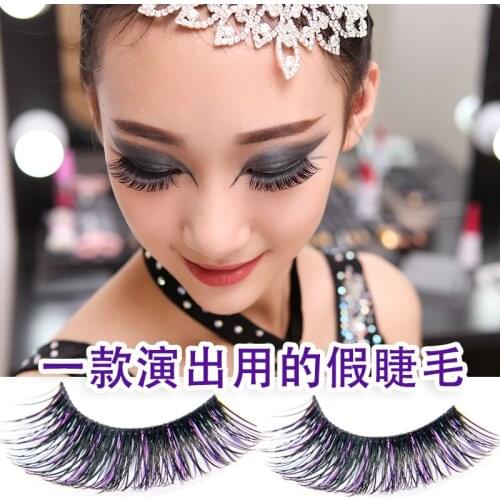 5Pairs False Eyelashes Color Black + Purple Smoked Stage Makeup Tools Long Fake Eye Lashes Natural Thick False Lashes Extension