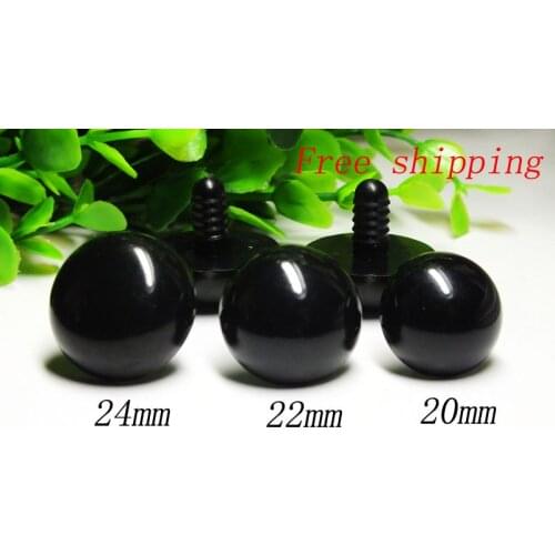 Free Shipping!! 30 Plastic black safety eyes Kit 20/22/24mm large size toy eyes/each size 10pairs