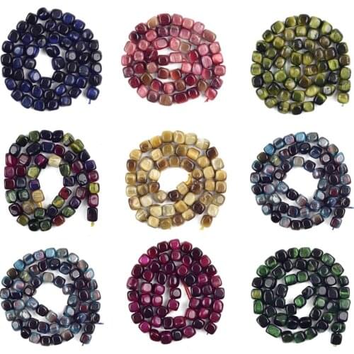 8*8mm Natural Stone Beads Square Tiger Eye loose Spacer Beads For Jewelry Making DIY Charms Bracelet Necklace Accessories 15