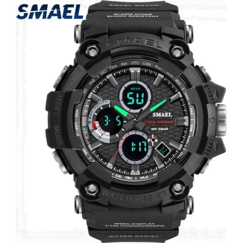 Mens Watches SMAEL Watch With Stopwatch 50M Waterproof Clock Auto Date Week Display Quartz Wristwatches 1802D Sports Watch Gold