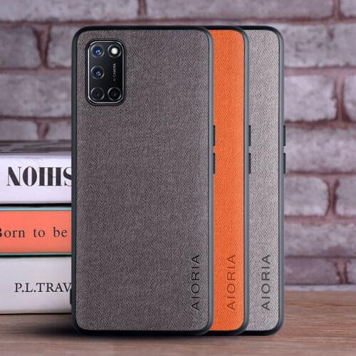 Case for OPPO A92 A72 A52 A32 coque Luxury textile Leather skin soft TPU hard PC phone cover for oppo a32 a52 a72 a92 case funda