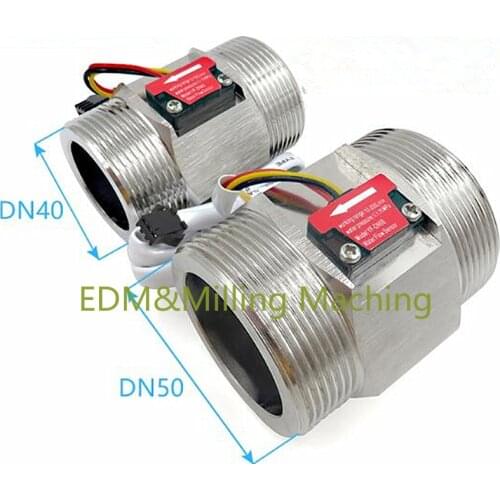 1PC CNC S304 water Hall Turbine Flow Sensor Industry Meter 1.5" DN40 2~150L/Min 75x48mm 2" DN50 10~300L/Min 75x60mm